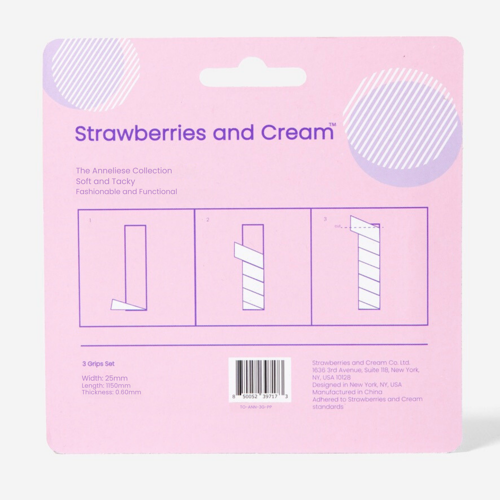 Strawberries and Cream Tacky Tennis 3-Grip Set Purple back packaging