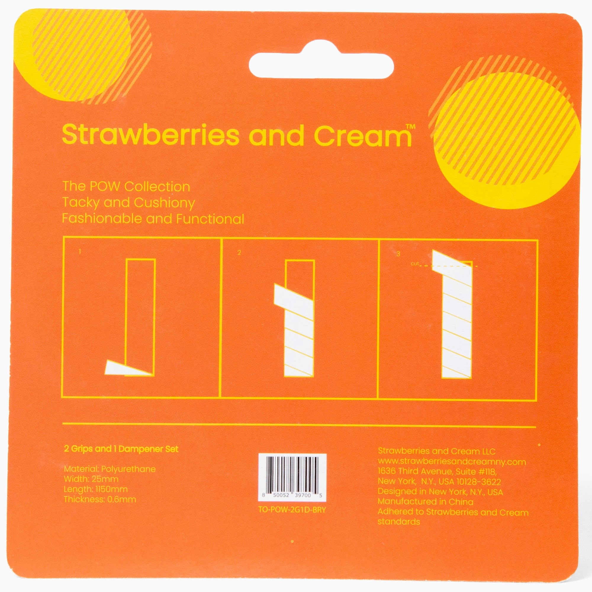 The back of the packaging - The POW Collection Matching Overgrip and Dampener Set - Orange