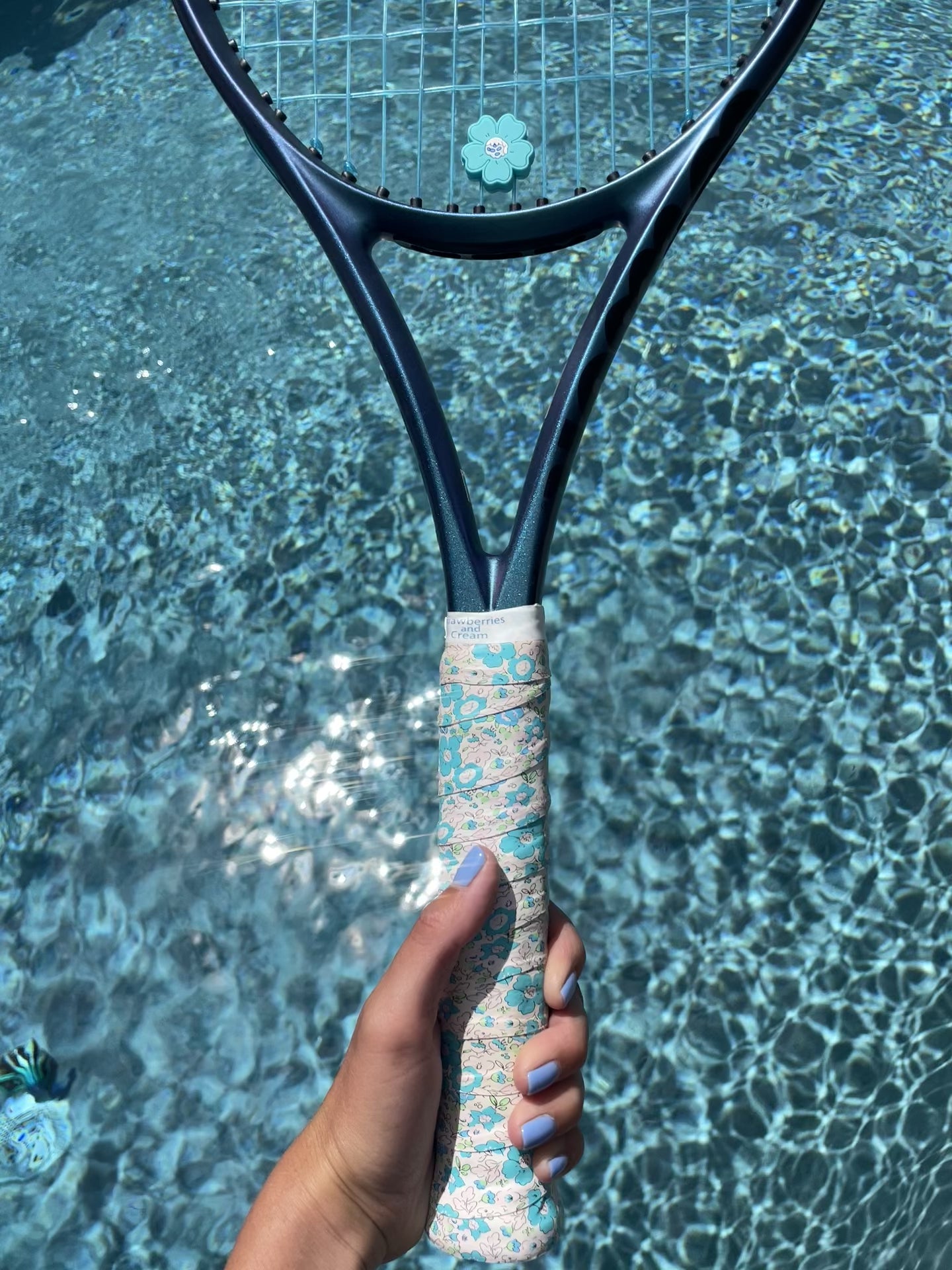 cute tennis turquoise floral grip and dampener