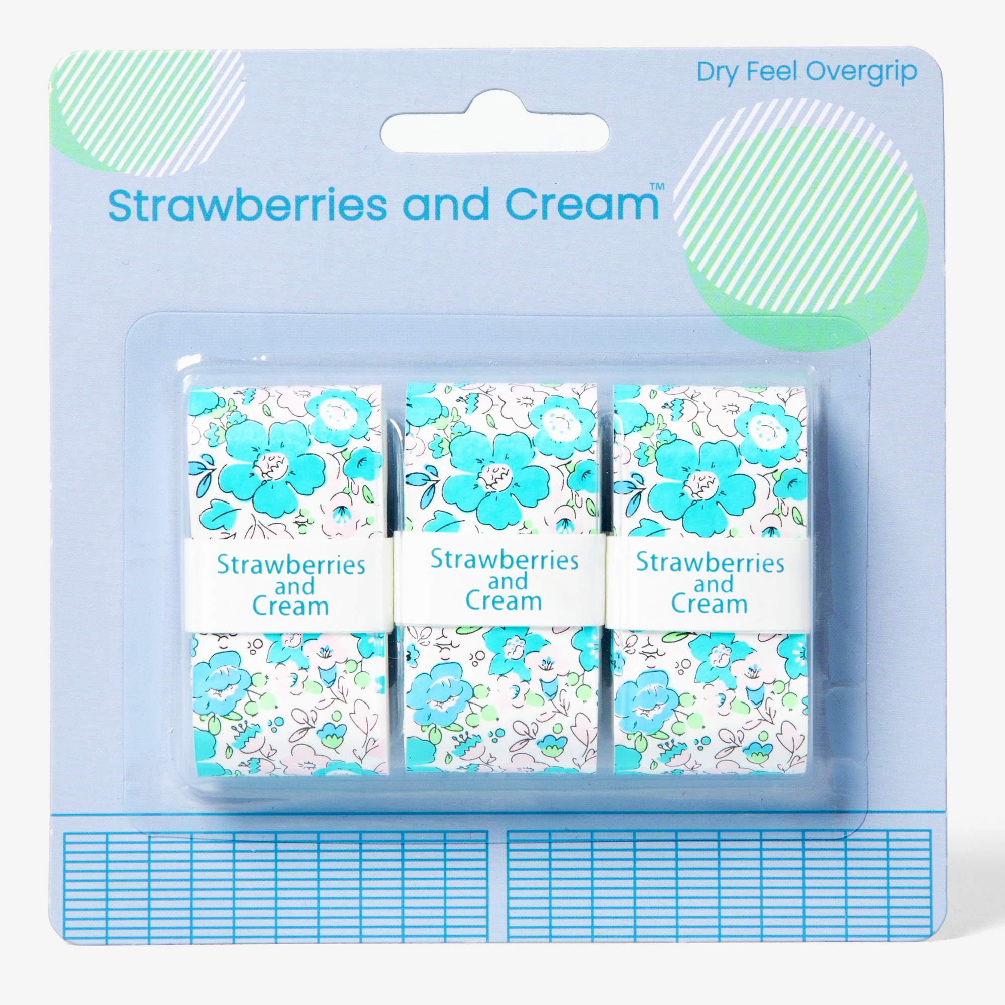 Strawberries and Cream Dry Feel Tennis 3-Grip Set Turquoise