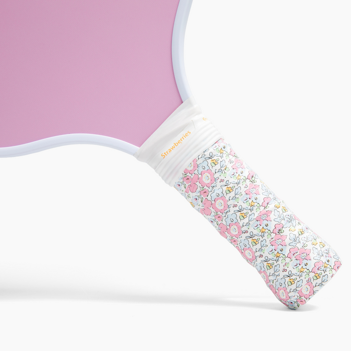 Pink Pickleball Paddle with Strawberries and Cream Pink Pickleball Overgrip