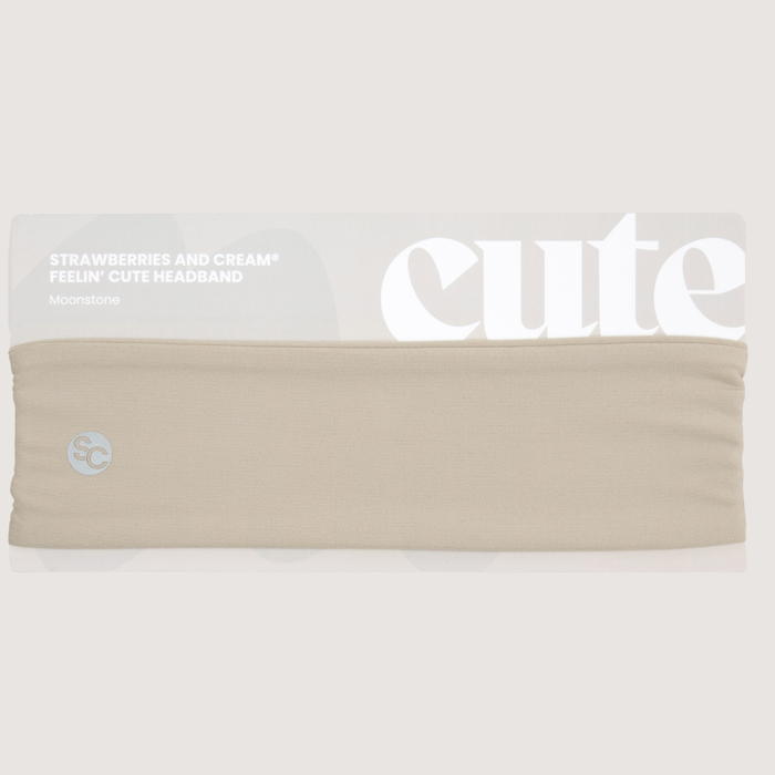 Strawberries & Cream® Feelin’ Cute wide tennis headband in Moonstone beige