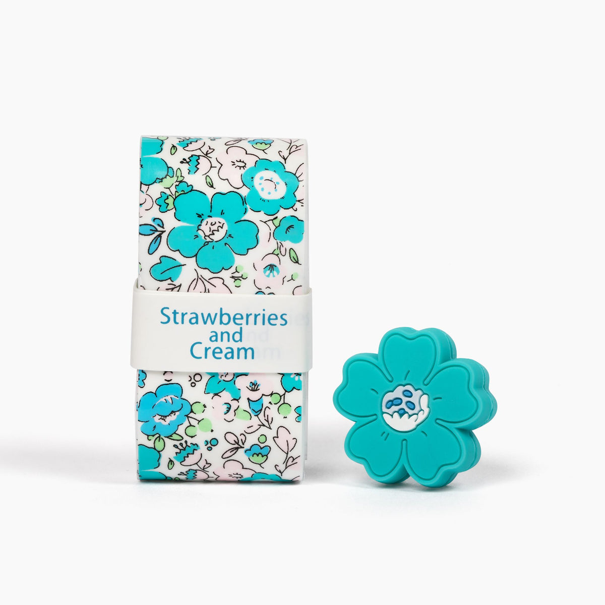 1 turquoise, blue, green flower design tennis overgrip and 1 matching turquose flower dampener.